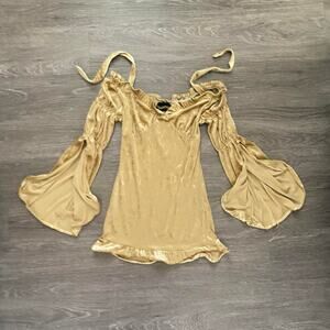 2000s boho renaissance style gold dress
